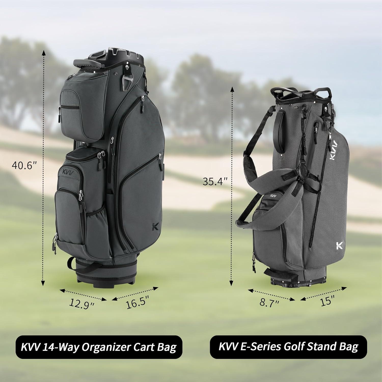 imageKVV 14 Way TopMolded Organizer Cart Bag with Rain Cover Full Length Divider Spacious Cooler PocketsDark Grey
