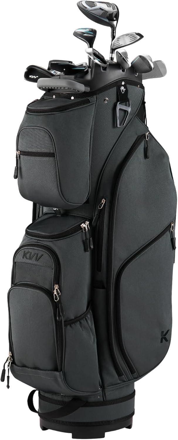 imageKVV 14 Way TopMolded Organizer Cart Bag with Rain Cover Full Length Divider Spacious Cooler PocketsDark Grey