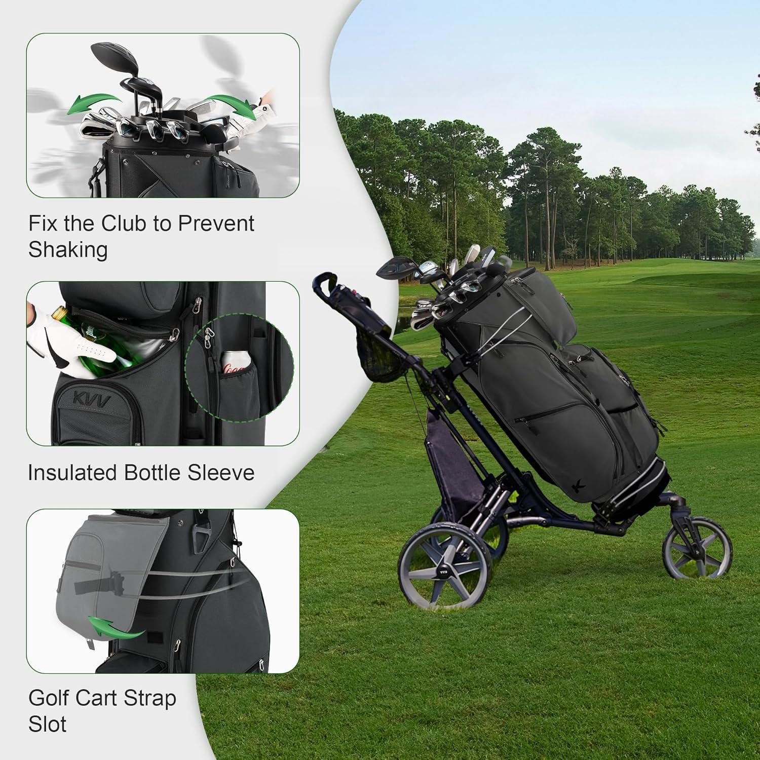 imageKVV 14 Way TopMolded Organizer Cart Bag with Rain Cover Full Length Divider Spacious Cooler PocketsDark Grey