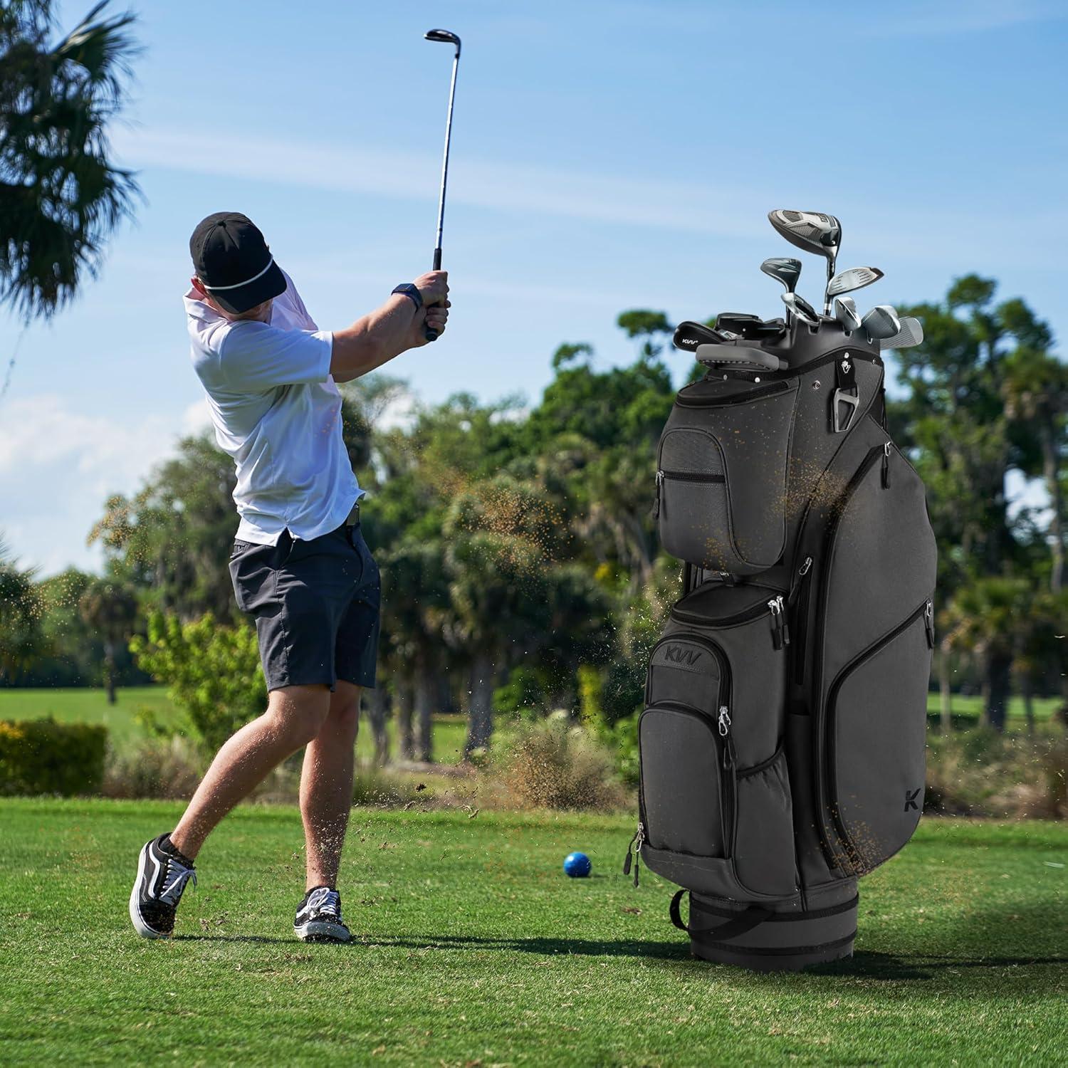 imageKVV 14 Way TopMolded Organizer Cart Bag with Rain Cover Full Length Divider Spacious Cooler PocketsDark Grey