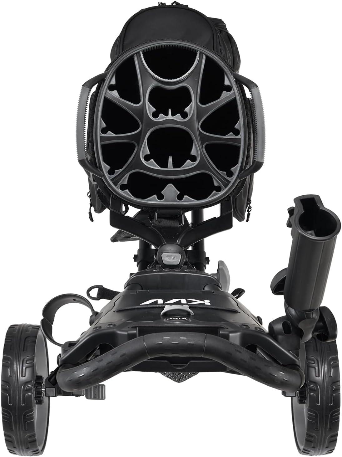 imageKVV 3 Wheel 360 Rotating Front Wheel Golf Push Cart Open and Close in ONE SecondFree Umbrella Holder IncludedBlackCharcoal