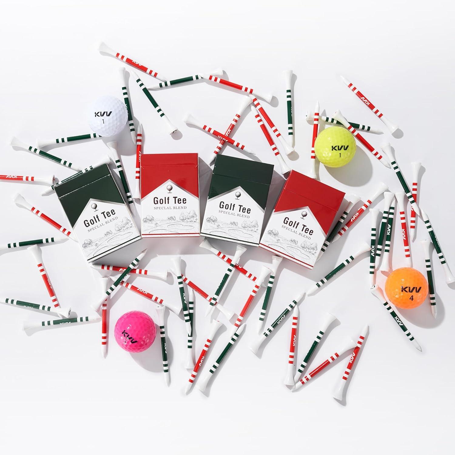 imageKVV Bamboo Golf Tees 18Pack in CigaretteStyle Case 314 Inch for Drivers Irons amp Hybrids Durable Sustainable amp Stylish Golf Tees for All GolfersGreen