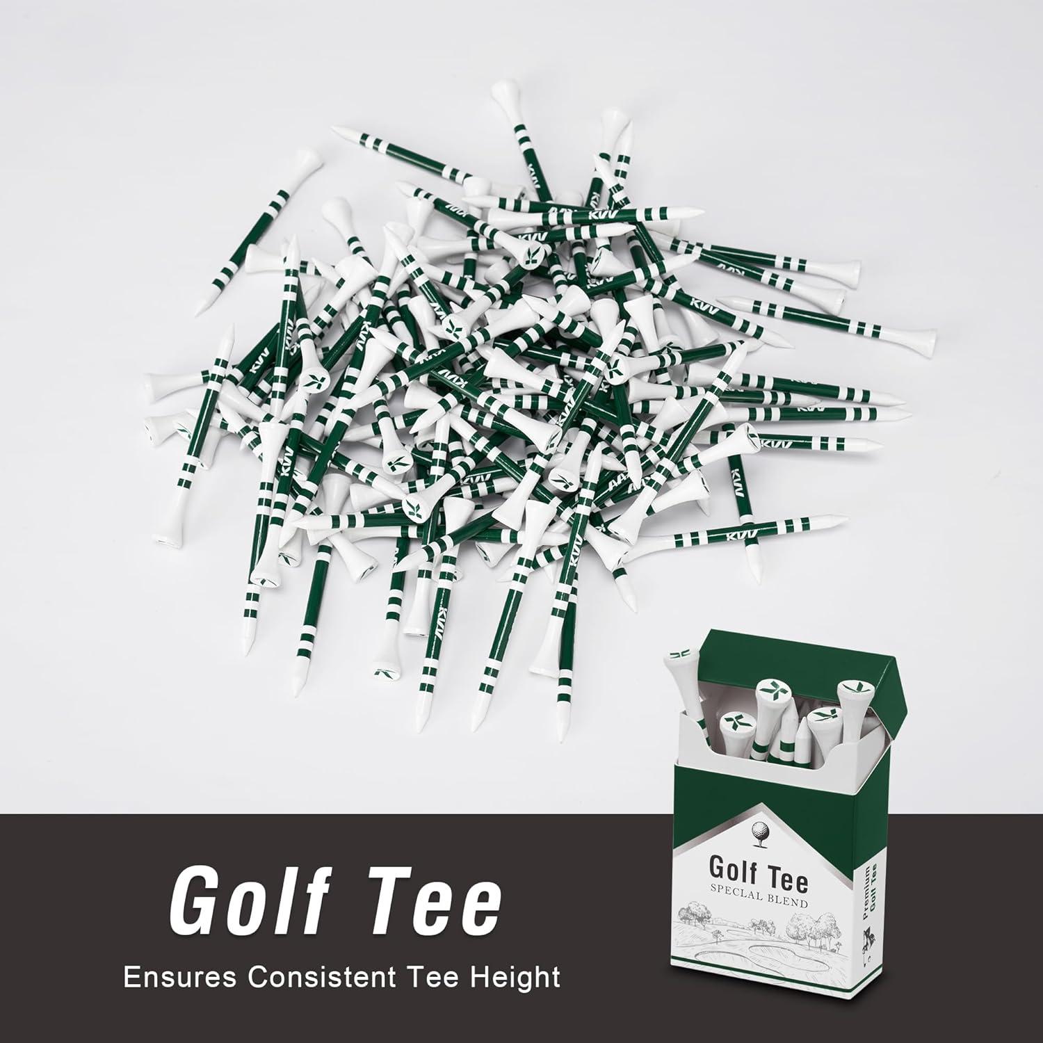 imageKVV Bamboo Golf Tees 18Pack in CigaretteStyle Case 314 Inch for Drivers Irons amp Hybrids Durable Sustainable amp Stylish Golf Tees for All GolfersGreen