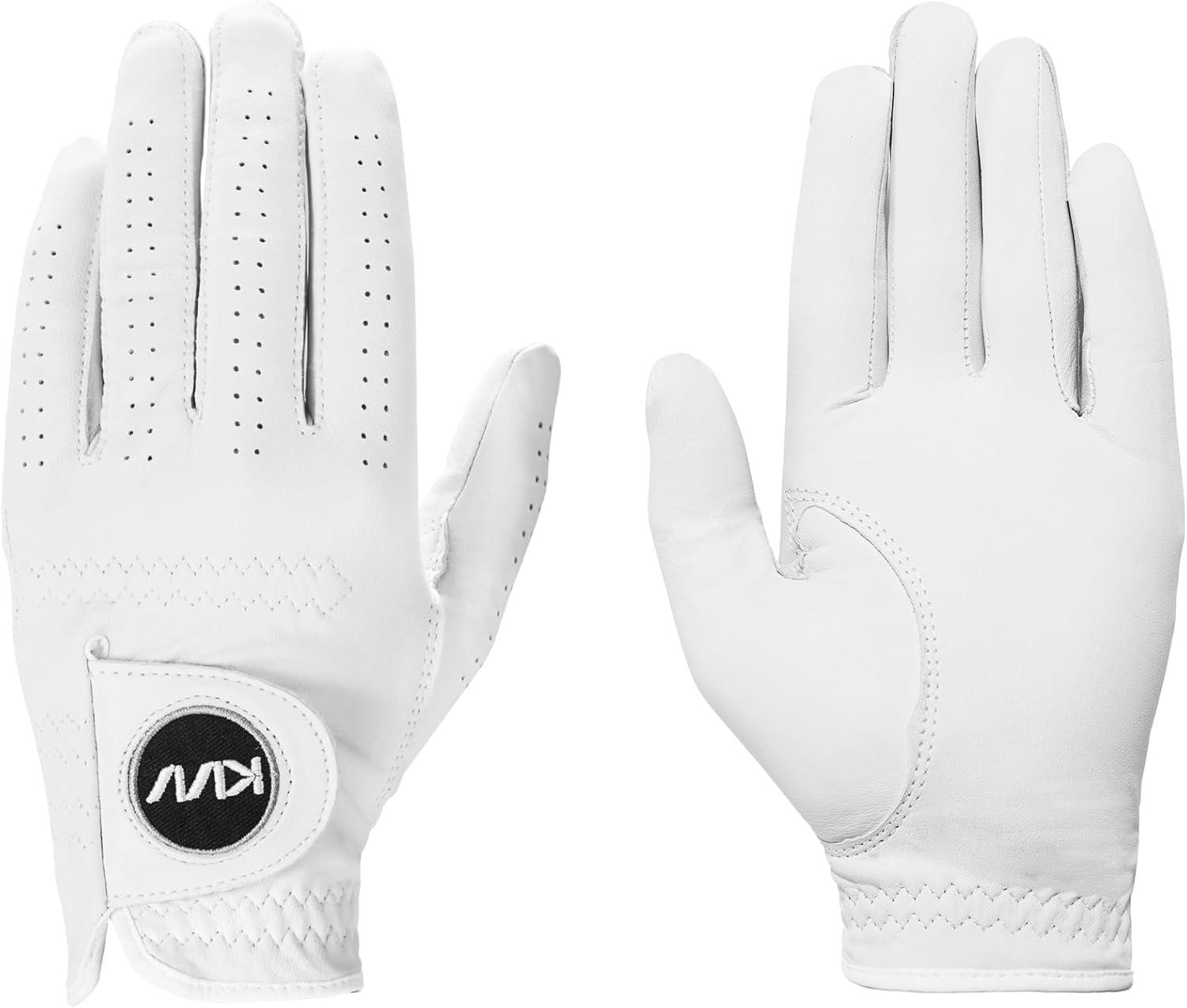 imageKVV Cabretta Leather Golf Gloves for Men Mens Golf Gloves Worn on Left Hand Premium Grip Exceptional ComfortLarge