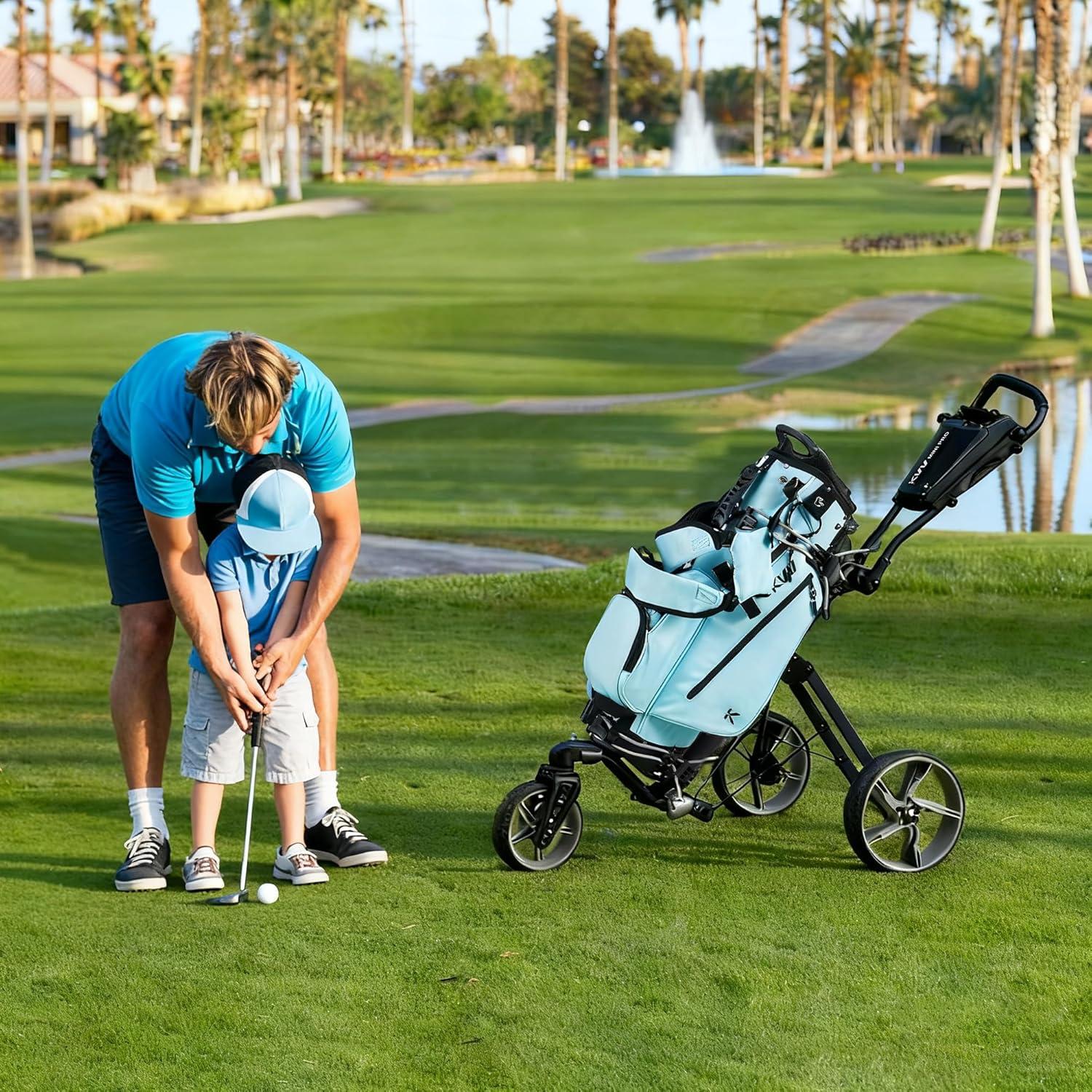 imageKVV Junior Golf Bag Lightweight Golf Stand Bag for Young Players for Ages 4668912 12 and UpBaby Blue
