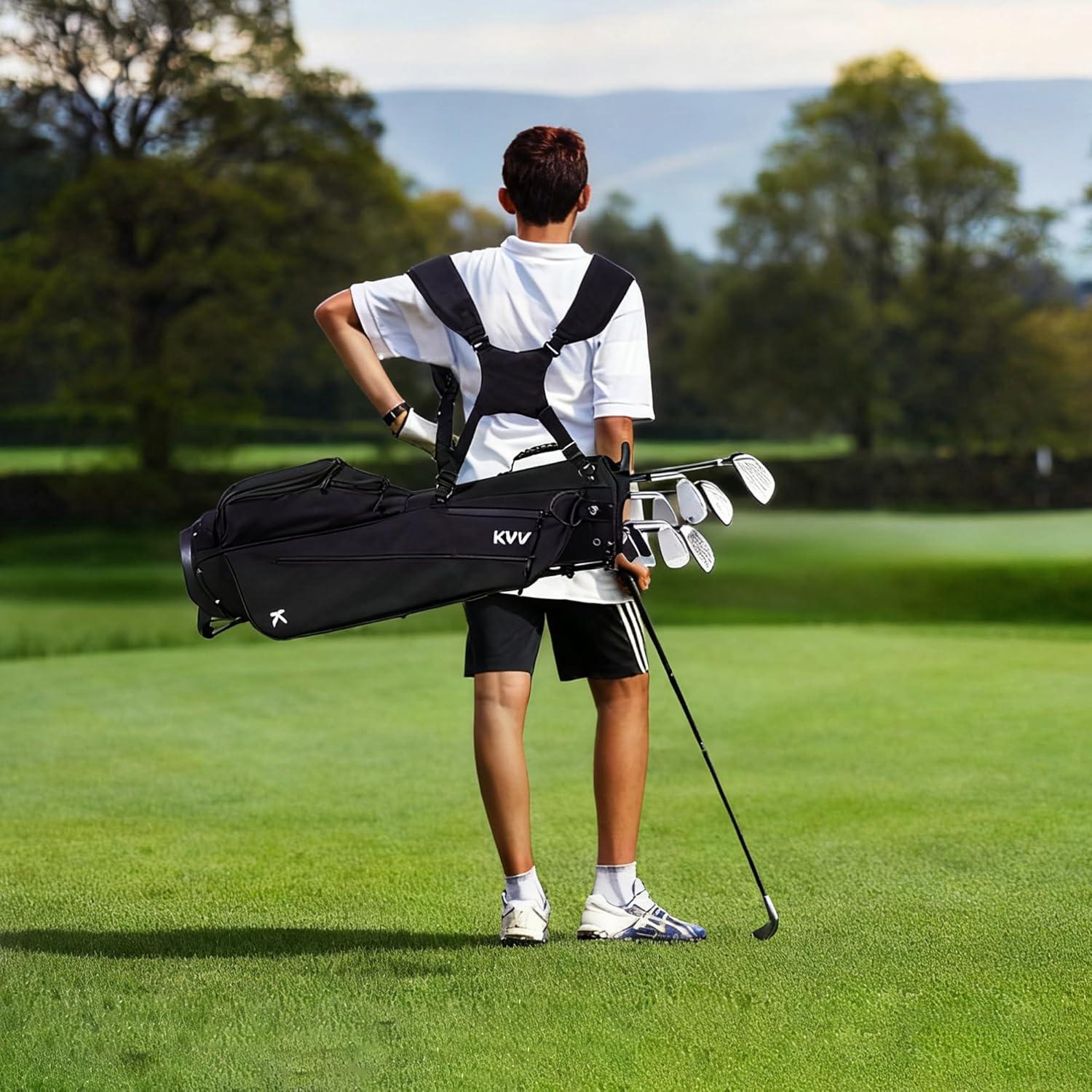 imageKVV Junior Golf Bag Lightweight Golf Stand Bag for Young Players for Ages 4668912 12 and UpBlack