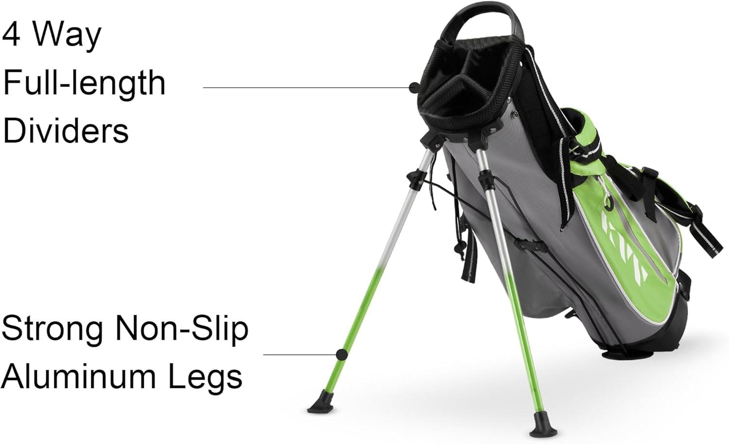 imageKVV Junior Golf Stand Bag Lightweight Golf Stand Bag for Children Kids Ages 46791012Lime