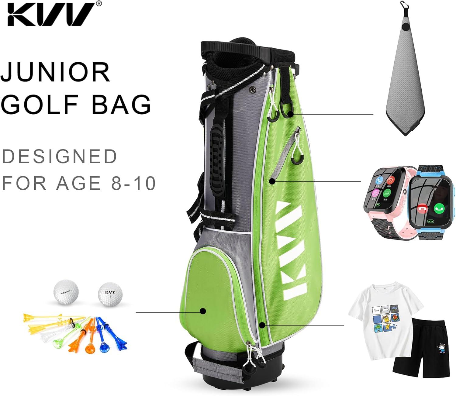 imageKVV Junior Golf Stand Bag Lightweight Golf Stand Bag for Children Kids Ages 46791012Lime