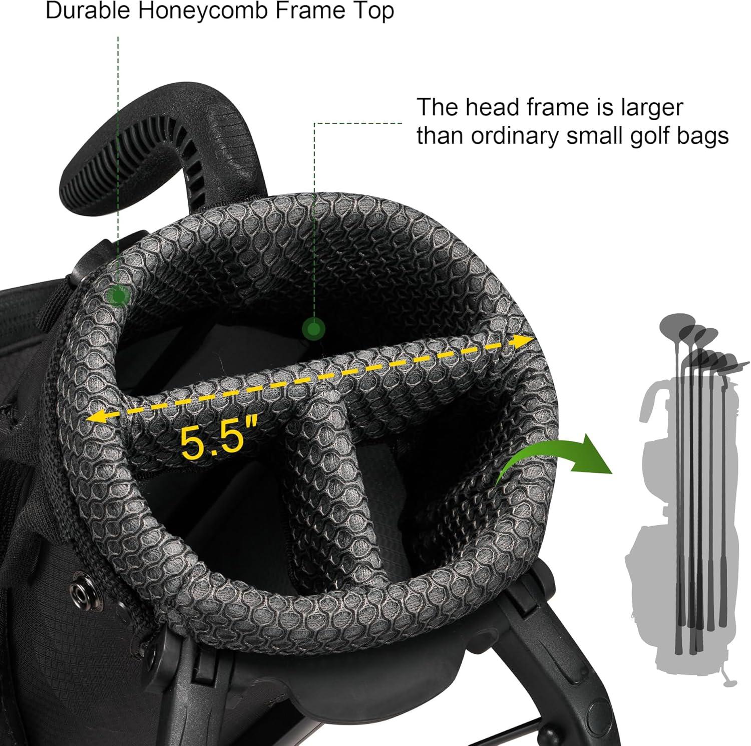 imageKVV Lightweight Pitch and Putt Golf Bag with Stand Adjustable Dual Straps Golf Stand Bag for Extra Storage in a Smaller SizeBlack
