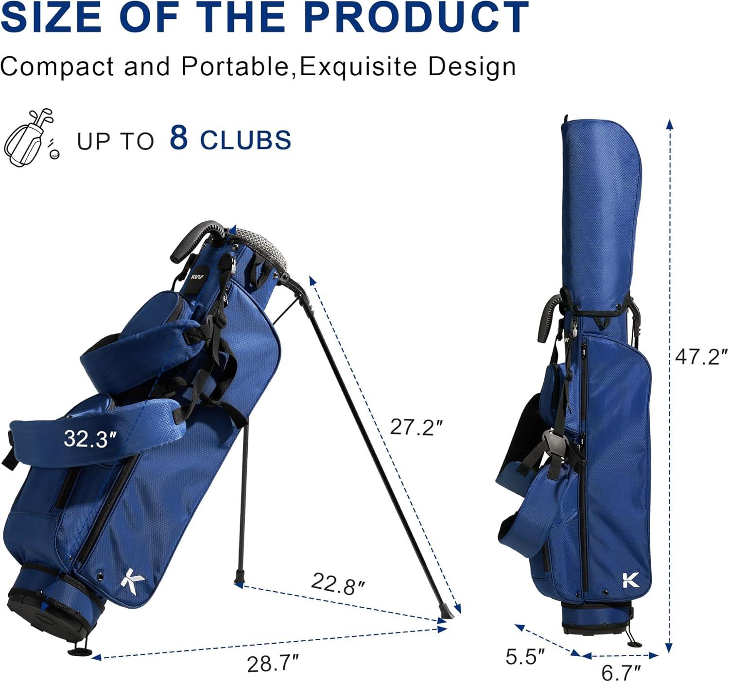 imageKVV Lightweight Pitch and Putt Golf Bag with Stand Adjustable Dual Straps Golf Stand Bag for Extra Storage in a Smaller SizeNavy