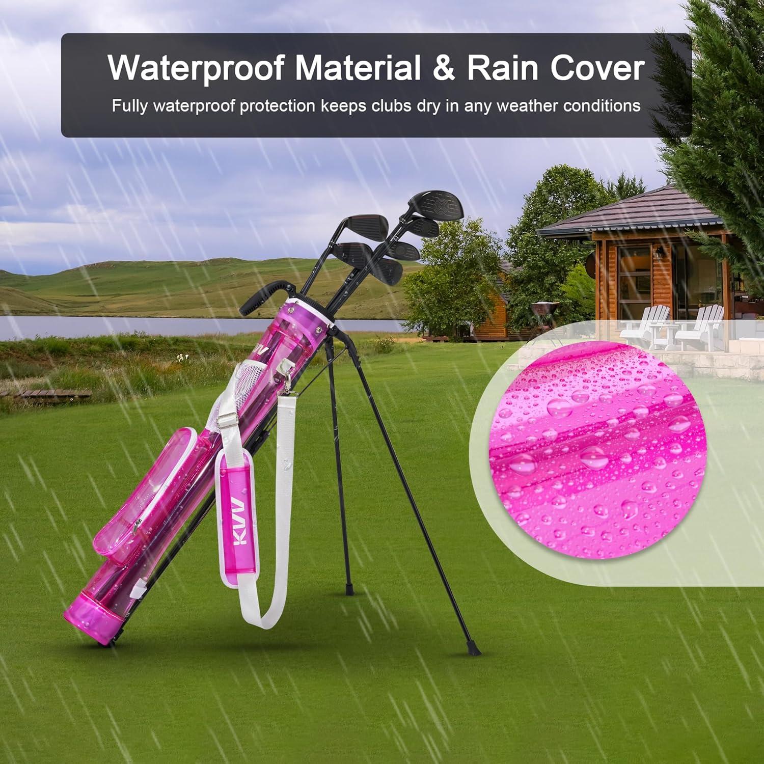 imageKVV Lightweight Sunday Golf Stand Bag Colorful Fashion Pitch and Putt Golf BagRose