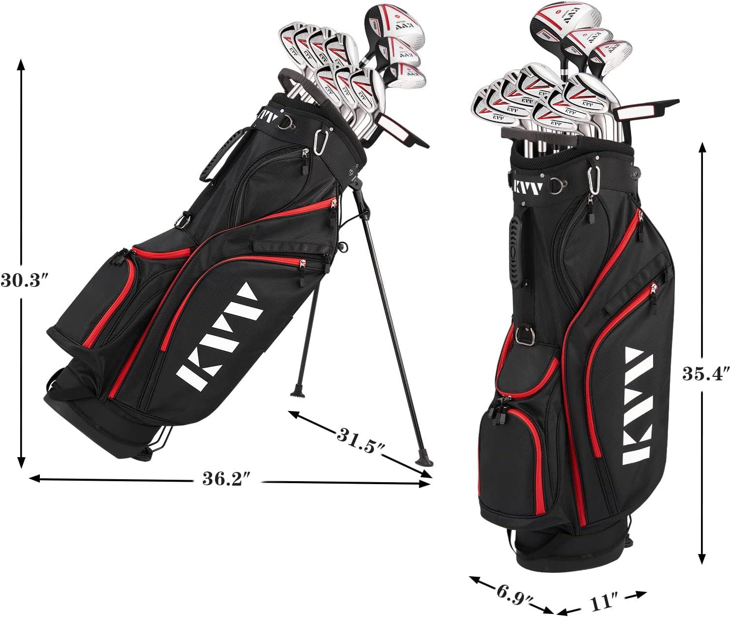 imageKVV Mens Complete Golf Clubs Package Set Includes Driver Fairway Hybrid 5P Irons Putter Stand Bag Head Covers Right Handed