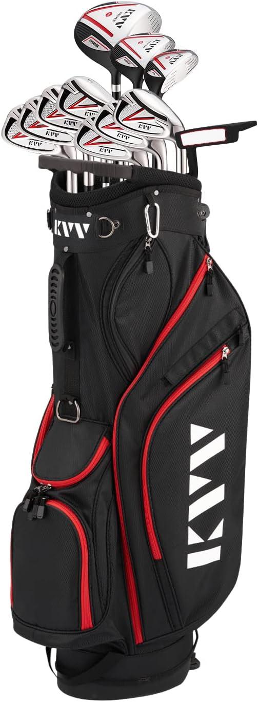 imageKVV Mens Complete Golf Clubs Package Set Includes Driver Fairway Hybrid 5P Irons Putter Stand Bag Head Covers Right Handed