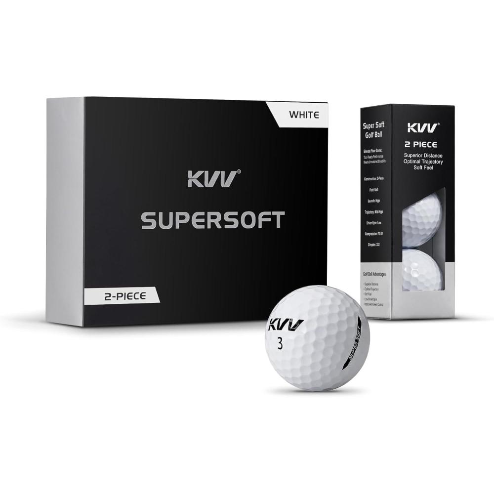 imageKVV 2Piece Golf Balls High Performance Golf Ball for Distance Super Soft One DozenWhite