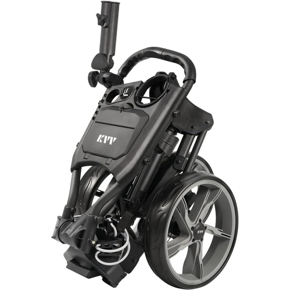 imageKVV 3 Wheel Golf Push Cart Ultra Lightweight Smallest Folding Size NewVersion Scorecard HolderCharcoal