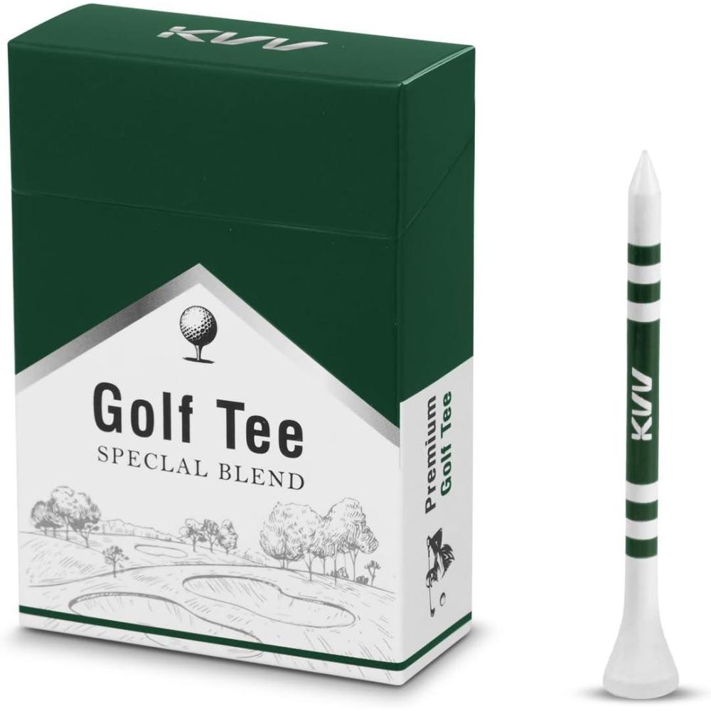 imageKVV Bamboo Golf Tees  18Pack in CigaretteStyle Case 314 Inch for Drivers Irons amp Hybrids  Durable Sustainable amp Stylish Golf Tees for All GolfersGreen
