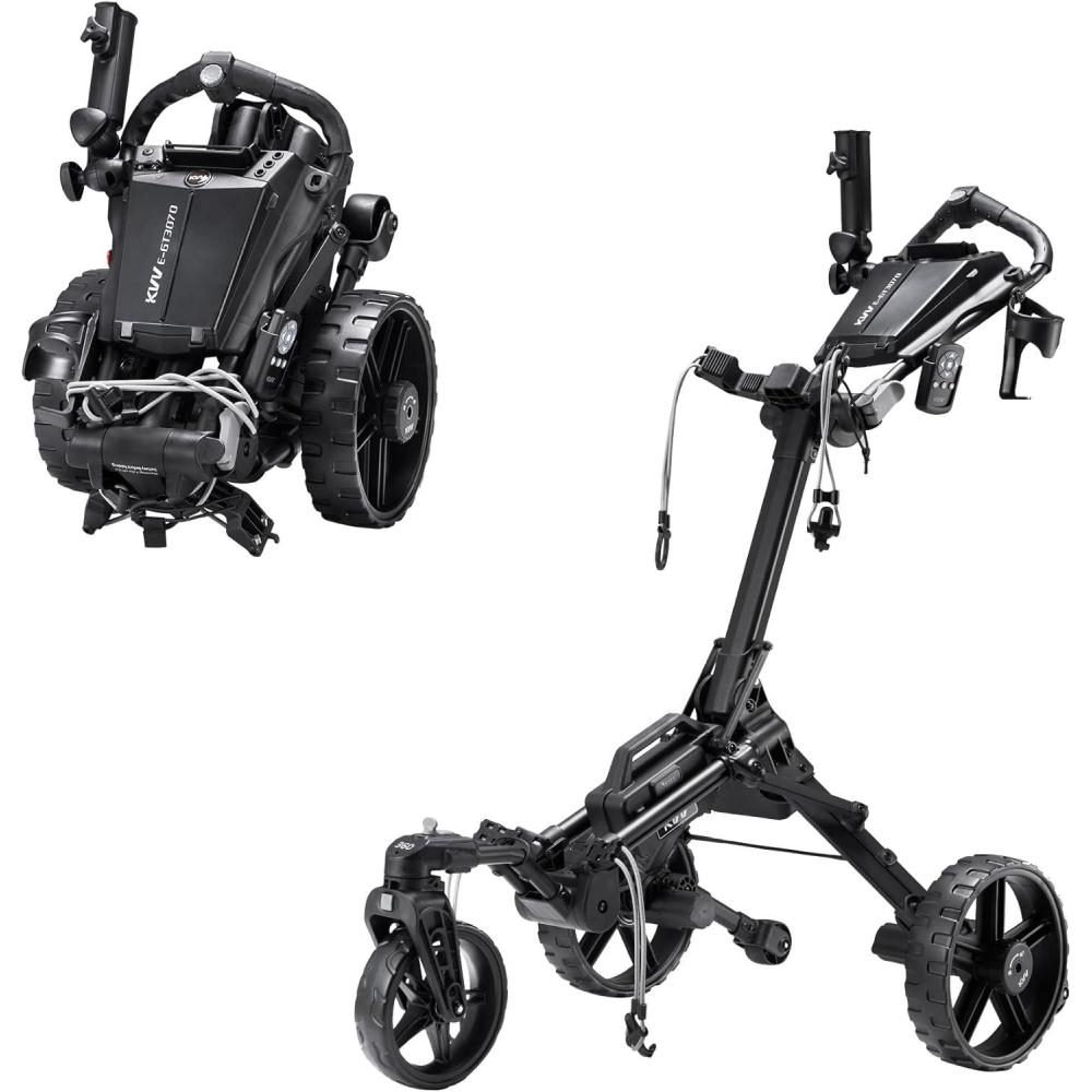 imageKVV Electric Golf Push Cart with Remote Control Super Compact and Lightweight Electric Golf CartSmallest Folding Size Electric Golf Cart Suitable for All Terrains and CharcoalCharcoal