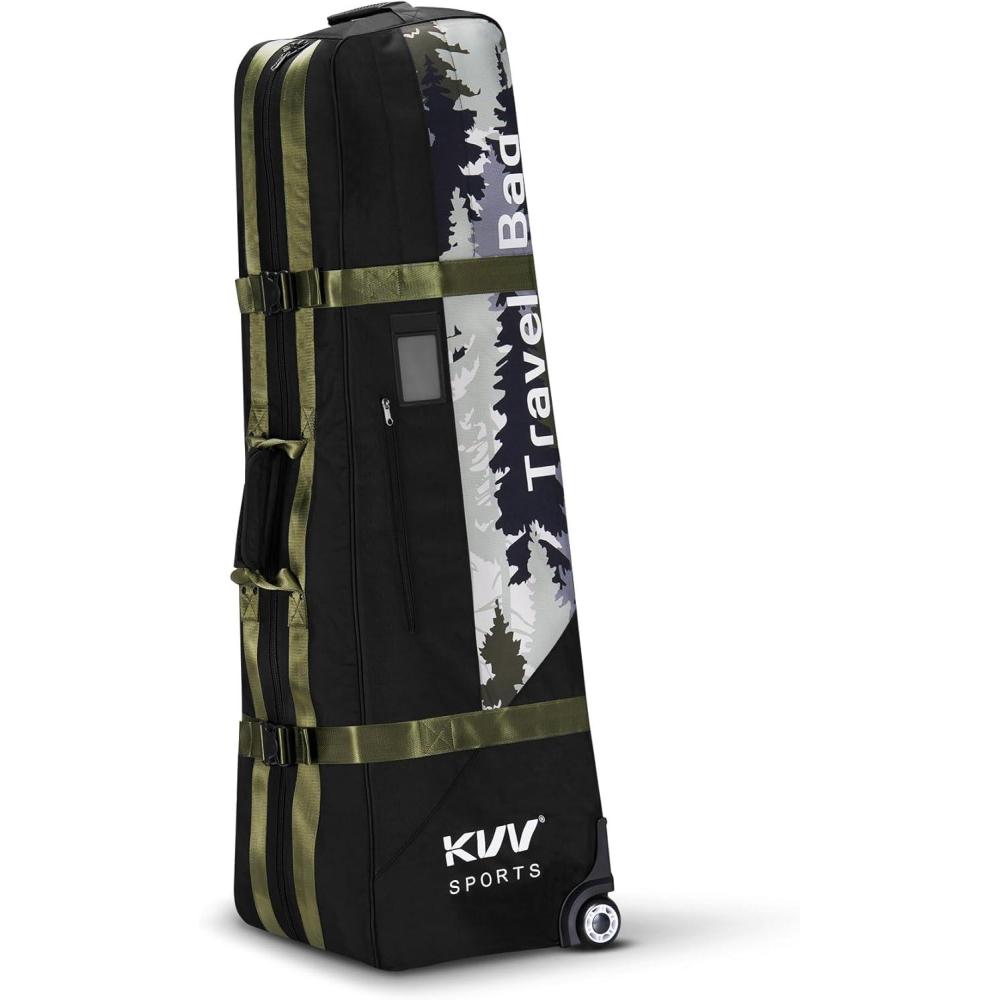 imageKVV HiProtective Golf Travel Bag with Extra Padded Top Foldable Golf Travel Cover with Wheels Multiple Handles and Pockects for Storage Travel Golf Bags Designed for Airlines
