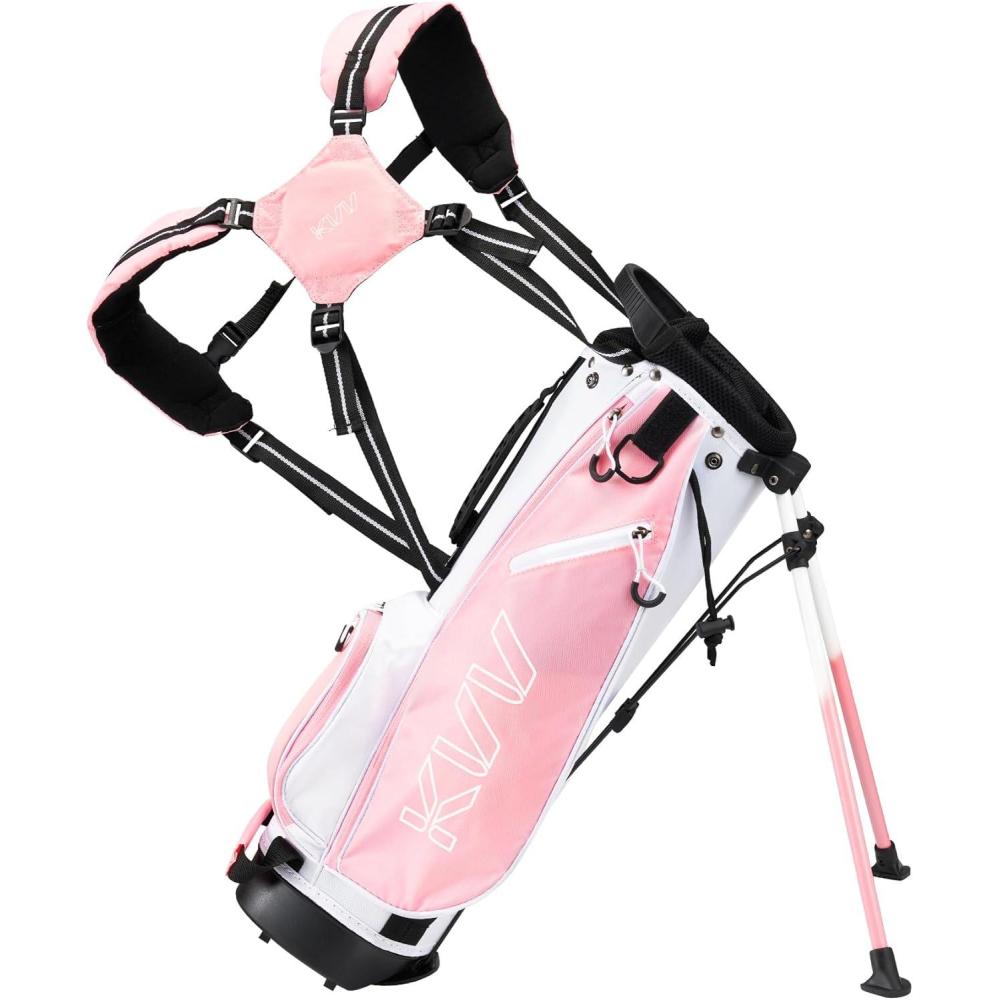 imageKVV Junior Golf Stand Bag Lightweight Golf Stand Bag for Children Kids Ages 46791012Pink