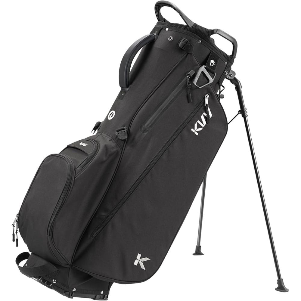 imageKVV Lightweight Golf Stand Bag with 7 Way FullLength Dividers 5 Zippered Pockets Automatically Adjustable Dual StrapsElegant DesignBlack