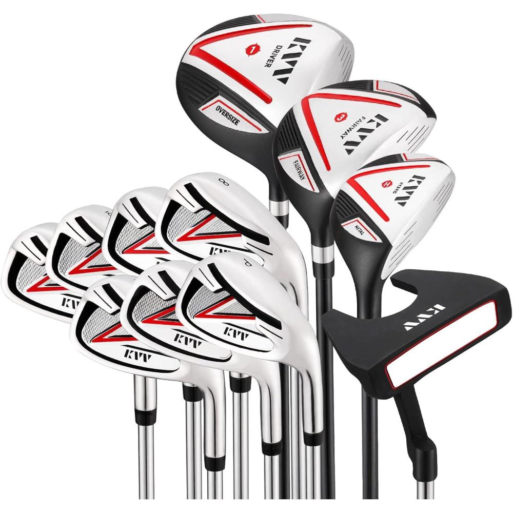 imageKVV Mens Golf Clubs Package Set 11Club Complete Set withWithout Stand Bag7Piece Irons 5P Right HandedLeft HandedBlack