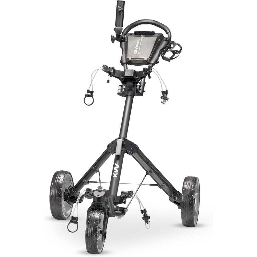 imageKVV MiniPro Deluxe Golf Cart for All Age GroupsGolf Push Cart with Adjustable Upper Bracket 360 Swivel Front Wheel UltraCompact SizeCharcoalKVVMP300