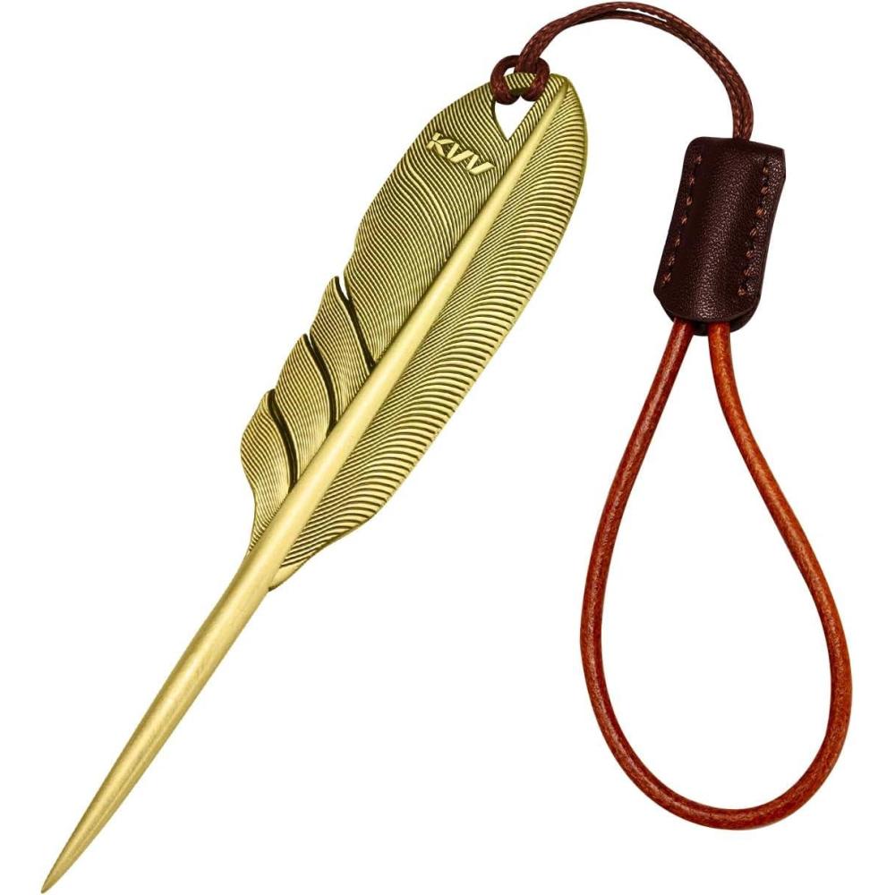 imageKVV Premium SingleProng FeatherInspired Divot Tool with Leather Lanyard  Perfect Golf Gift for GolfersAntique Bronze