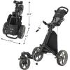 KVV 3 Wheel 360 Rotating Front Wheel Golf Push Cart Open and Close in ONE Second-Free Umbrella Holder Included(Black/Charcoal)