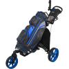 KVV 3 Wheel 360 Rotating Front Wheel Golf Push Cart Open and Close in ONE Second-Free Umbrella Holder Included(Blue/Black)