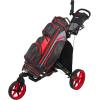 KVV 3 Wheel 360 Rotating Front Wheel Golf Push Cart Open and Close in ONE Second-Free Umbrella Holder Included(Red/Black)