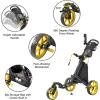 KVV 3 Wheel 360 Rotating Front Wheel Golf Push Cart Open and Close in ONE Second-Free Umbrella Holder Included(Yellow/Charcoal)