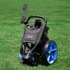 KVV 3 Wheel Golf Push Cart Ultra Lightweight Smallest Folding Size, New-Version Scorecard Holder(Black/Blue)