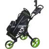 KVV 3 Wheel Golf Push Cart Ultra Lightweight Smallest Folding Size, New-Version Scorecard Holder(Black/Lime)