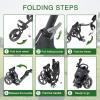 KVV 3 Wheel Golf Push Cart Ultra Lightweight Smallest Folding Size, New-Version Scorecard Holder(Charcoal)