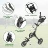 KVV 3 Wheel Golf Push Cart Ultra Lightweight Smallest Folding Size, New-Version Scorecard Holder(Charcoal)