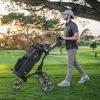 KVV 3 Wheel Golf Push Cart Ultra Lightweight Smallest Folding Size, New-Version Scorecard Holder(Charcoal)