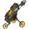 KVV 3 Wheel Golf Push Cart Ultra Lightweight Smallest Folding Size, New-Version Scorecard Holder(Charcoal/Yellow)