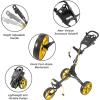 KVV 3 Wheel Golf Push Cart Ultra Lightweight Smallest Folding Size, New-Version Scorecard Holder(Charcoal/Yellow)