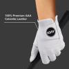 KVV Cabretta Leather Golf Gloves for Men, Mens Golf Gloves Worn on Left Hand, Premium Grip, Exceptional Comfort(Large)
