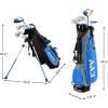 KVV Junior Complete Golf Club Set for Kids/Children Right Hand, Includes Oversize Driver, Irons, Putter, Head Cover, Portable Golf Stand Bag(Blue 11-13)