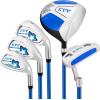 KVV Junior Complete Golf Club Set for Kids/Children Right Hand, Includes Oversize Driver, Irons, Putter, Head Cover, Portable Golf Stand Bag(Blue 11-13)