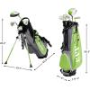 KVV Junior Complete Golf Club Set for Kids/Children Right Hand, Includes Oversize Driver, Irons, Putter, Head Cover, Portable Golf Stand Bag(Lime 8-10)
