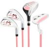 KVV Junior Complete Golf Club Set for Kids/Children Right Hand, Includes Oversize Driver, Irons, Putter, Head Cover, Portable Golf Stand Bag(Pink 5-7)