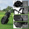 KVV Lightweight Golf Stand Bag with 7 Way Full-Length Dividers, 5 Zippered Pockets, Automatically Adjustable Dual Straps，Elegant Design(Black)