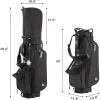 KVV Lightweight Golf Stand Bag with 7 Way Full-Length Dividers, 5 Zippered Pockets, Automatically Adjustable Dual Straps，Elegant Design(Black)