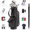 KVV Lightweight Golf Stand Bag with 7 Way Full-Length Dividers, 5 Zippered Pockets, Automatically Adjustable Dual Straps，Elegant Design(Black)