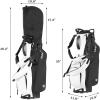KVV Lightweight Golf Stand Bag with 7 Way Full-Length Dividers, 5 Zippered Pockets, Automatically Adjustable Dual Straps，Elegant Design(Black/White)