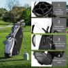 KVV Lightweight Golf Stand Bag with 7 Way Full-Length Dividers, 5 Zippered Pockets, Automatically Adjustable Dual Straps，Elegant Design(Black/White)