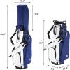 KVV Lightweight Golf Stand Bag with 7 Way Full-Length Dividers, 5 Zippered Pockets, Automatically Adjustable Dual Straps，Elegant Design(Blue/White)