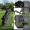KVV Lightweight Golf Stand Bag with 7 Way Full-Length Dividers, 5 Zippered Pockets, Automatically Adjustable Dual Straps，Elegant Design(Charcoal)
